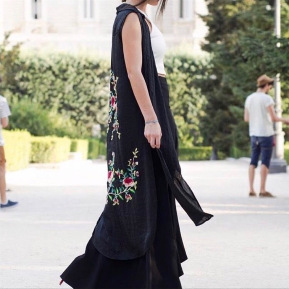 Zara embroidered black shirt dress